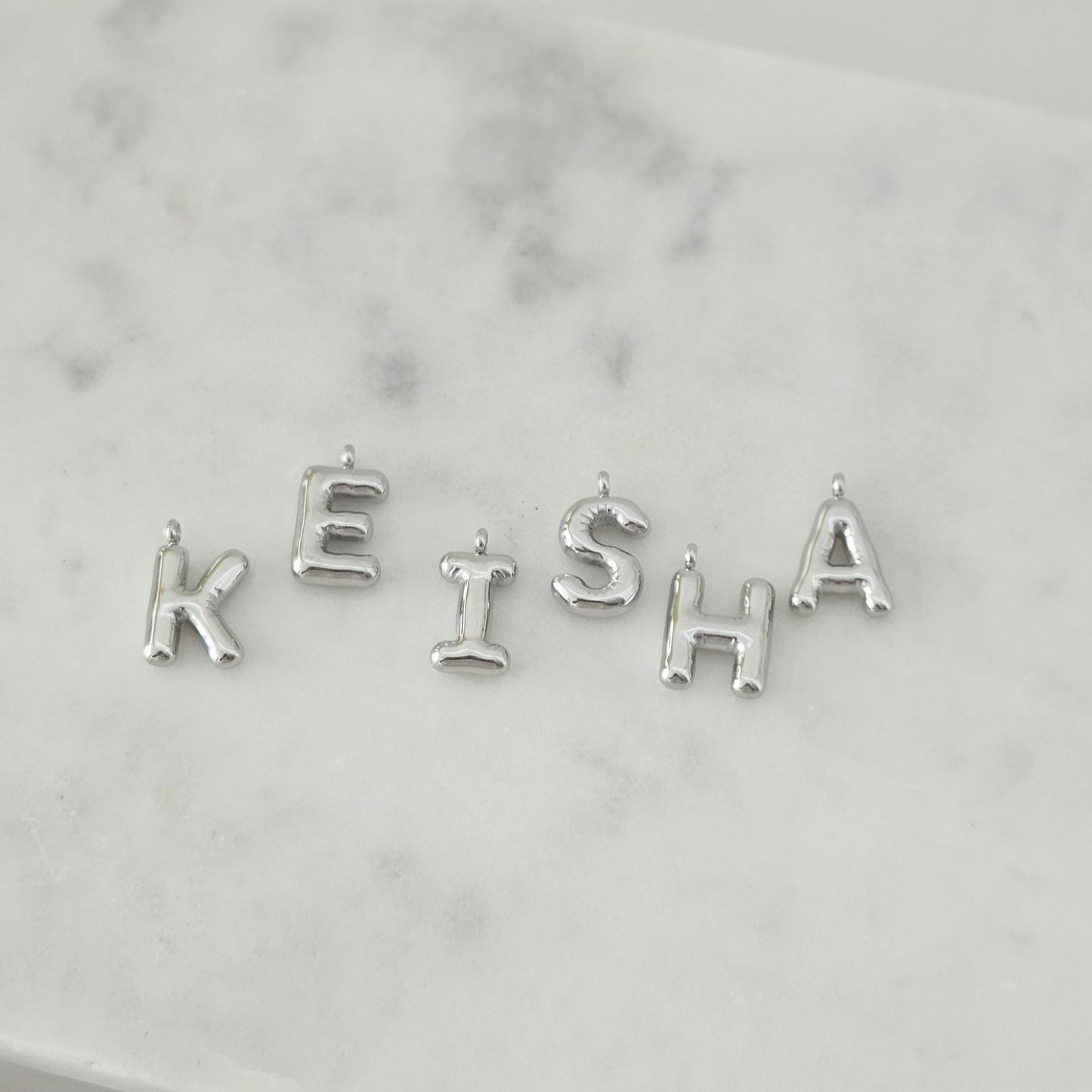 Bubble Letter (Silver) Charm