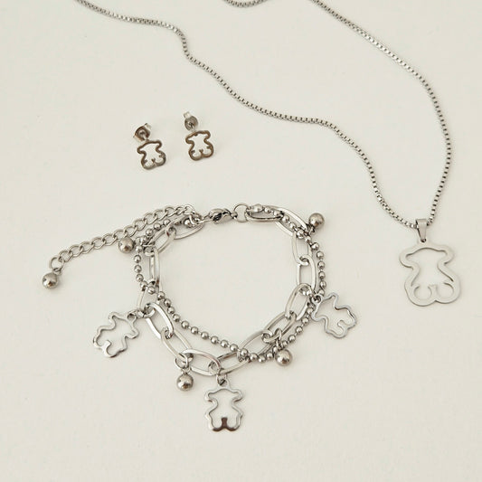 Bear Set Necklace, Earrings & Bracelet